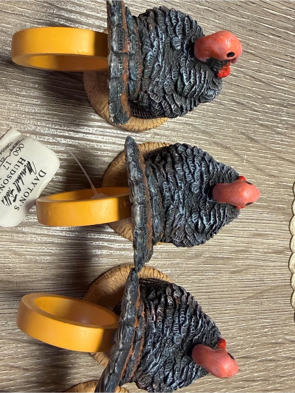 Vintage Turkey Napkin Rings Set 6 Dayton's MarshallField's Hudson's Thanksgiving